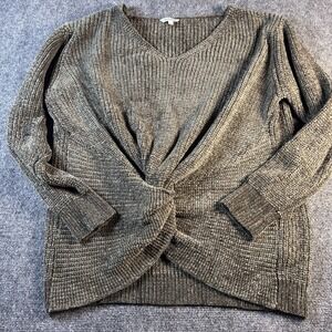 NOSTALGIA Sweater Women's XL Dark Green Knotted Long Sleeves Sweater Blouse Top